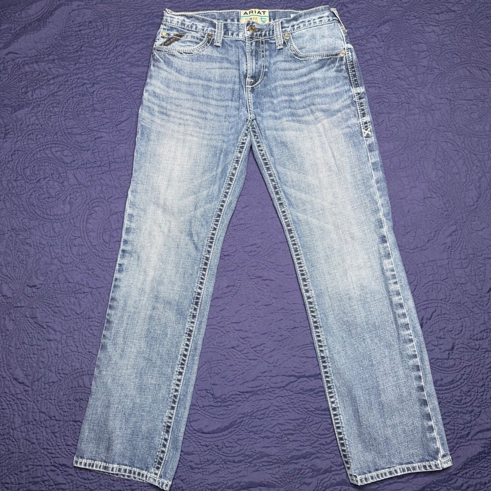 Ariat M7 Rocker Slim Fit Straight Leg Jeans 33x31.5 Medium Wash Western Denim